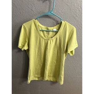Chico's True Color Tee Womens Size 2‎ Short Sleeve Lime Green  T-Shirt